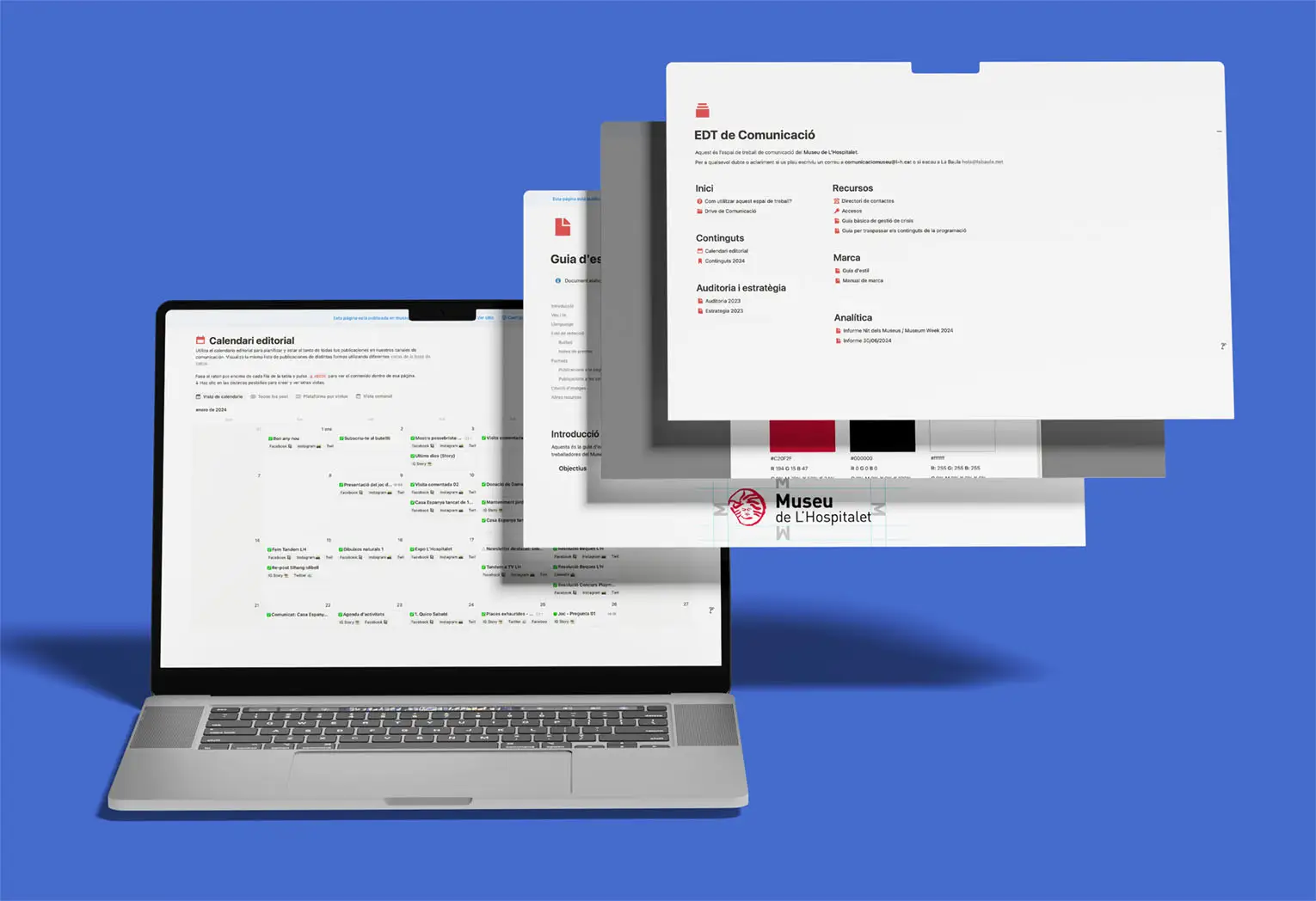 Aplicaciones digitales del sistema de marca creado para el Museu de L’Hospitalet.